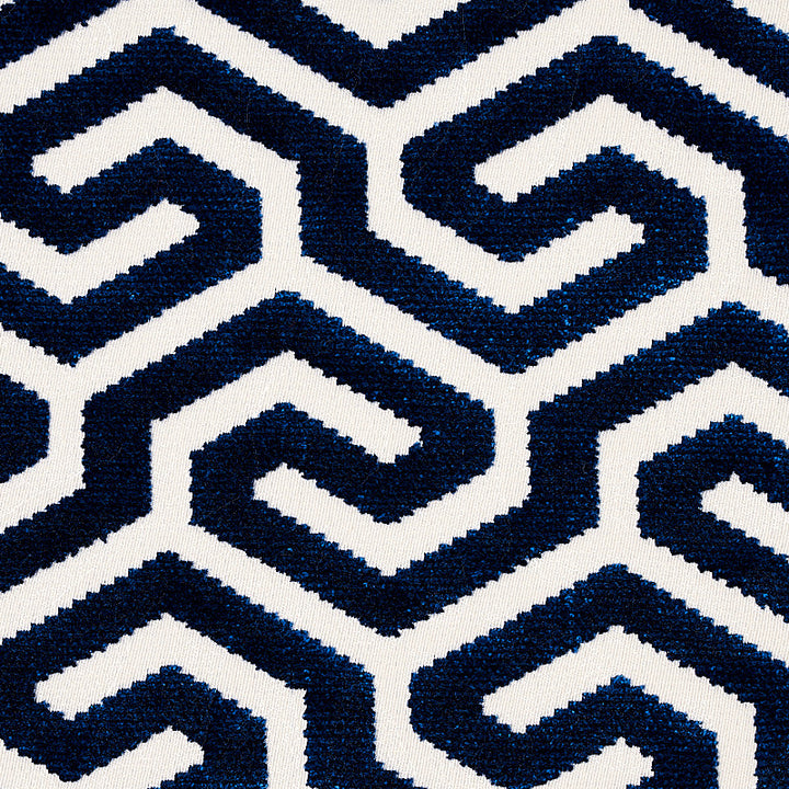 Ming Fret Velvet Navy 73106 by Schumacher Fabric CUT & PATTERNED VELVETS COTTON 54% VISCOSE 46% UNITED STATES OF AMERICA </p><p>Repeat: Horizontal: 3 1/4" (8CM) and Vertical: 3 7/8" (10CM) 50 - Fabric Carolina -