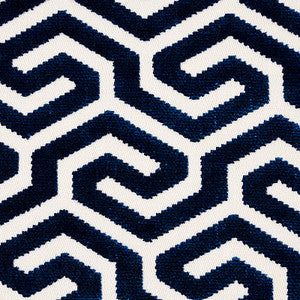 Ming Fret Velvet Navy 73106 by Schumacher Fabric