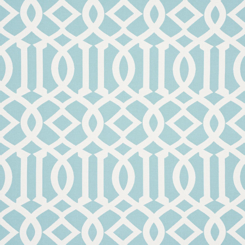 Imperial Trellis Indoor/Outdoor Aqua 73161 by Schumacher Fabric Indooroutdoor-Ii-Prints-Wovens 100% Polyester Wyzenbeek 30,000 Horizontal: 7 and Vertical: 12.25 54.75 - Fabric Carolina -