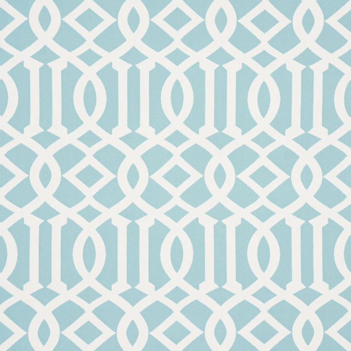 Imperial Trellis Indoor/Outdoor Aqua 73161 by Schumacher Fabric INDOOR/OUTDOOR II: PRINTS & WOVENS See Sample UNITED STATES OF AMERICA HEAVY DUTY </p><p>Repeat: Horizontal: 7" (18CM) and Vertical: 12 1/4" (31CM) 54 3/4" (139CM) - Fabric Carolina -
