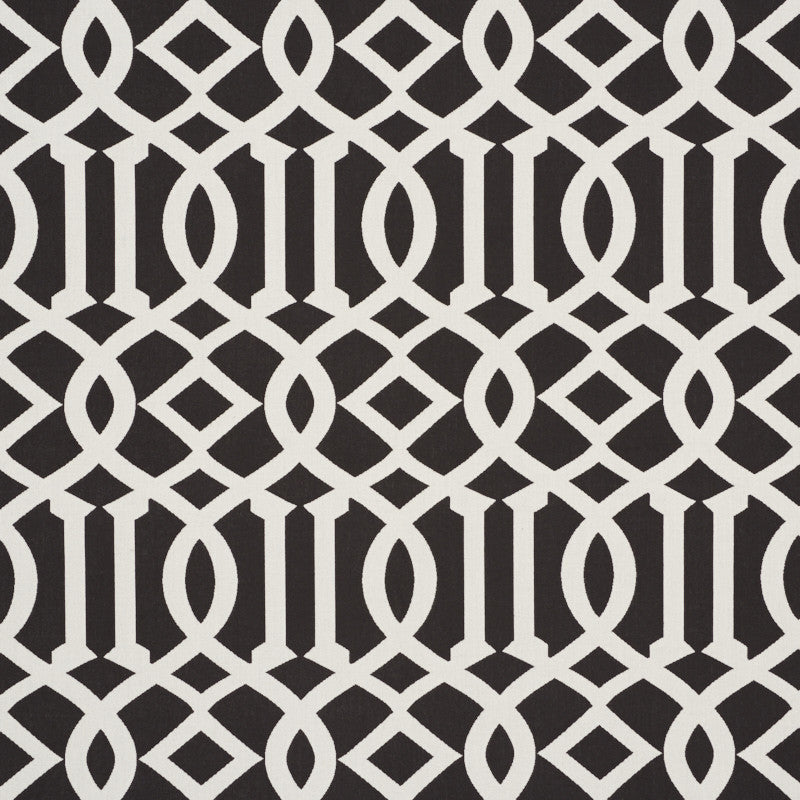 Imperial Trellis Indoor/Outdoor Black 73162 by Schumacher Fabric Indooroutdoor-Ii-Prints-Wovens 100% Polyester Wyzenbeek 30,000 Horizontal: 7 and Vertical: 12.25 54.75 - Fabric Carolina -