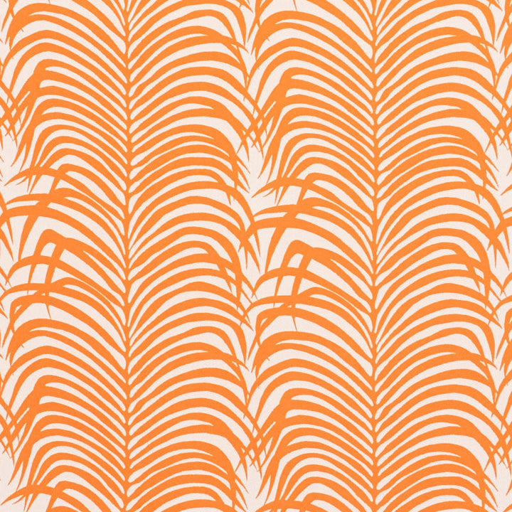 Zebra Palm Indoor/Outdoor Orange 73172 by Schumacher Designer Fabric INDOOR/OUTDOOR II: PRINTS & WOVENS See Sample UNITED STATES OF AMERICA HEAVY DUTY </p><p>Repeat: Horizontal: 13 3/4" (35CM) and Vertical: 17 1/2" (44CM) 54 1/2" (138CM) - Swanky Fabrics -