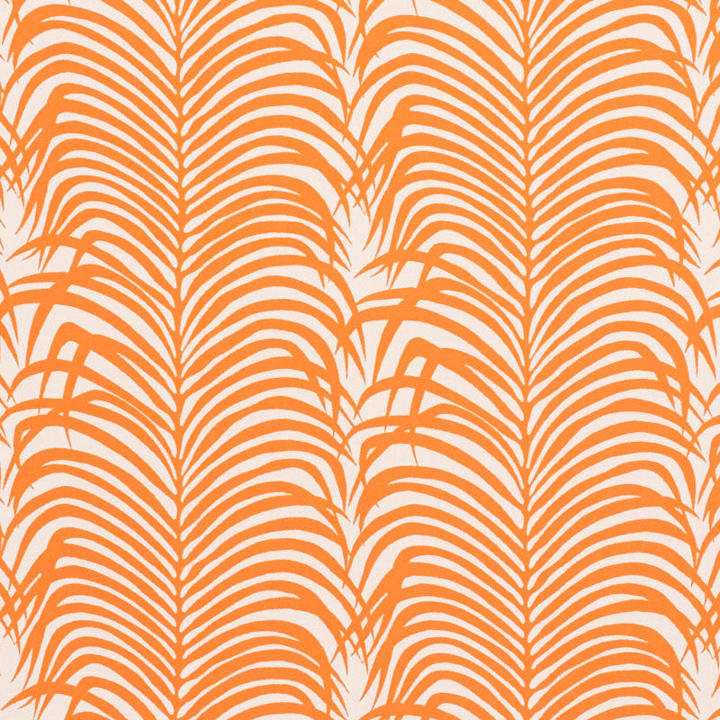 Zebra Palm Indoor/Outdoor Orange 73172 by Schumacher Fabric INDOOR/OUTDOOR II: PRINTS & WOVENS See Sample UNITED STATES OF AMERICA HEAVY DUTY </p><p>Repeat: Horizontal: 13 3/4" (35CM) and Vertical: 17 1/2" (44CM) 54 1/2" (138CM) - Fabric Carolina -