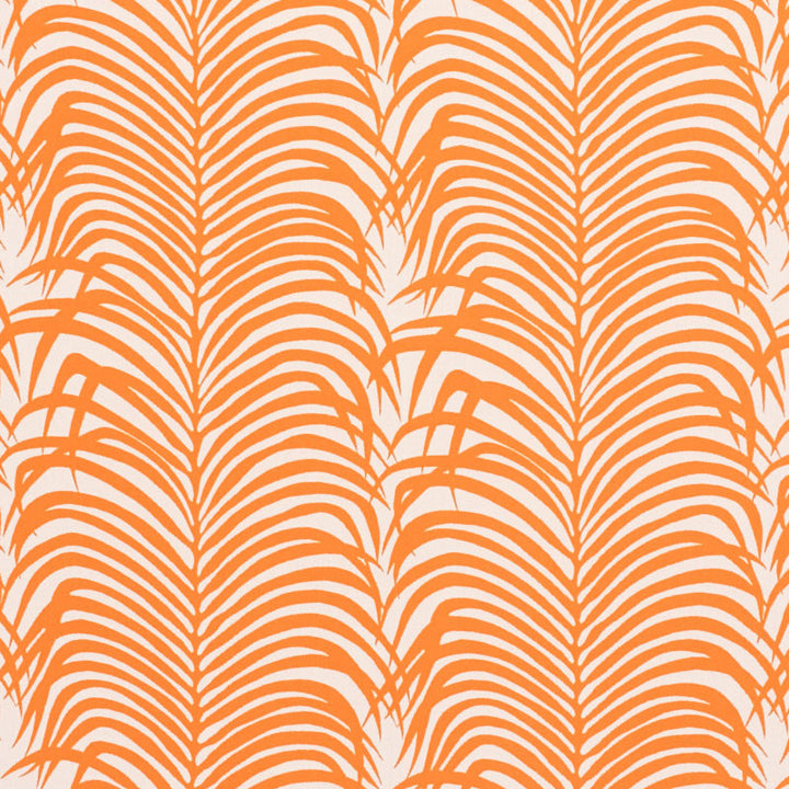 Zebra Palm Indoor/Outdoor Orange 73172 by Schumacher Fabric INDOOR/OUTDOOR II: PRINTS & WOVENS See Sample UNITED STATES OF AMERICA HEAVY DUTY </p><p>Repeat: Horizontal: 13 3/4" (35CM) and Vertical: 17 1/2" (44CM) 54 1/2" (138CM) - Fabric Carolina -