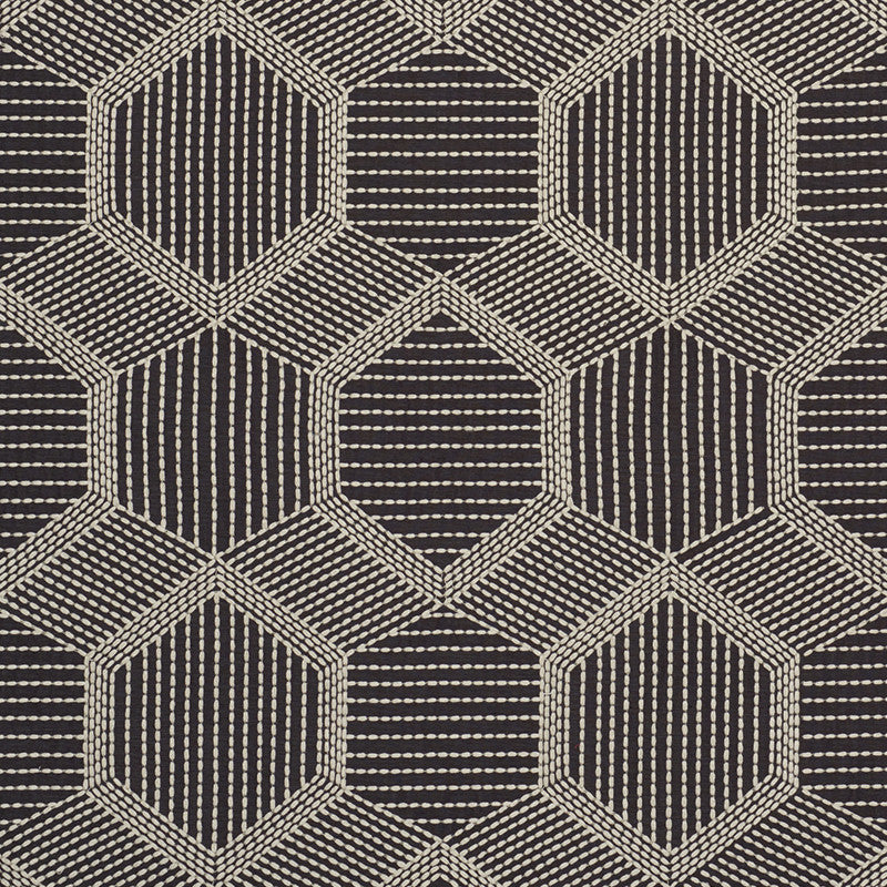 Tortuga Embroidery Black 73202 by Schumacher Designer Fabric Au-Naturel 60% Polyester, 40% Viscose - Horizontal: 12.25 and Vertical: 14.75 49.5 - Swanky Fabrics -