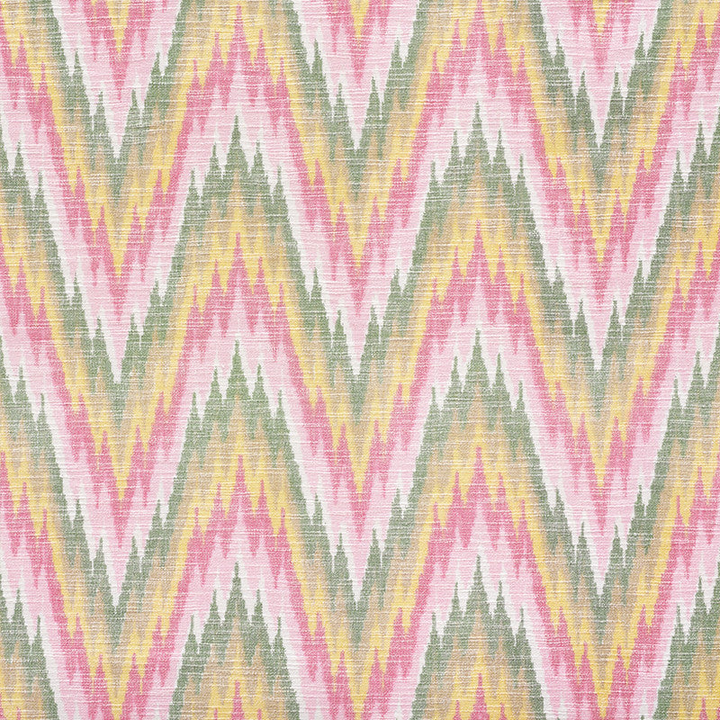 Ibiza Flamestitch Spring 73461 by Schumacher Designer Fabric Happy-Together 100% Cotton - Horizontal: 8.75 and Vertical: 8 53 - Swanky Fabrics -