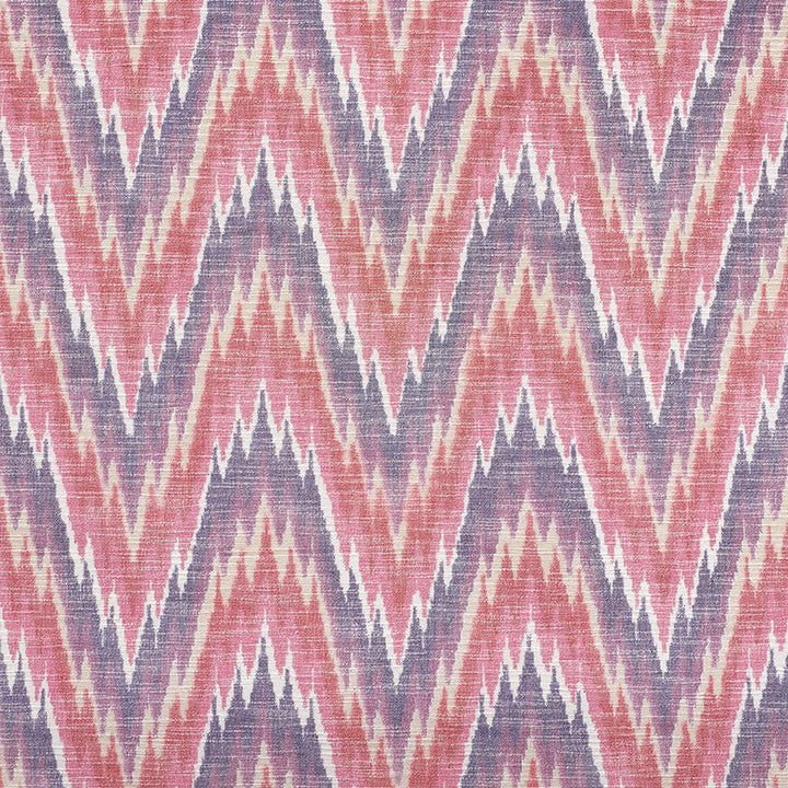 Ibiza Flamestitch Berry 73462 by Schumacher Designer Fabric HAPPY TOGETHER See Sample INDIA - </p><p>Repeat: Horizontal: 8 3/4" (22CM) and Vertical: 8" (20CM) 53" (135CM) - Swanky Fabrics -