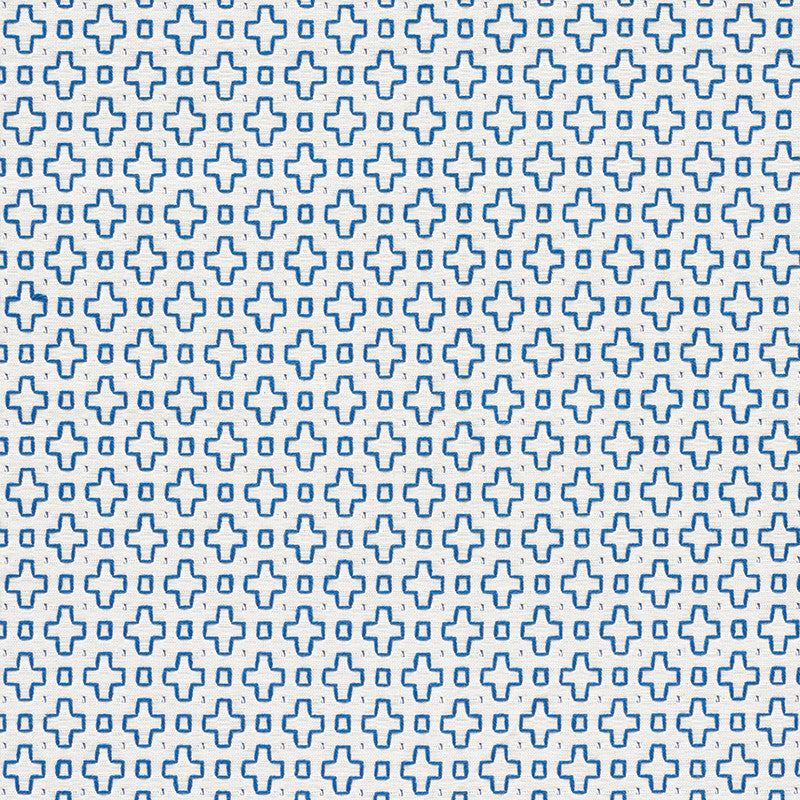 Scout Embroidery Blue 73560 by Schumacher Fabric Happy-Together 100% Cotton - Horizontal: 1.25 and Vertical: 1.5 54.5 - Fabric Carolina -
