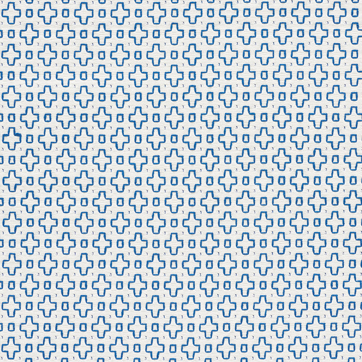 Scout Embroidery Blue 73560 by Schumacher Fabric Happy-Together 100% Cotton - Horizontal: 1.25 and Vertical: 1.5 54.5 - Fabric Carolina -