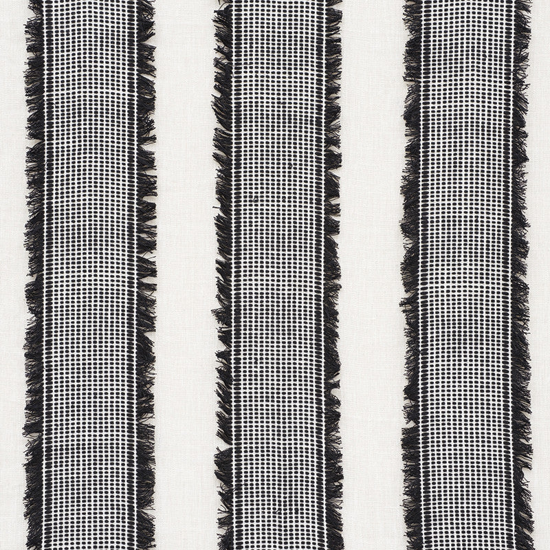 Tulum Black 73591 by Schumacher Fabric Happy-Together 70% Linen, 30% Cotton - Horizontal: 8.25 and Vertical: - 49.5 - Fabric Carolina -