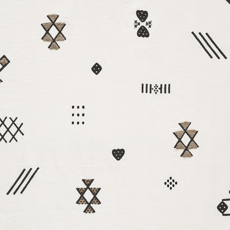 Samsun Embroidery Carbon 73670 by Schumacher Fabric Au-Naturel 85% Linen, 12% Polyester, 3% Acrylic - Horizontal: 53 and Vertical: 29.75 54 - Fabric Carolina -