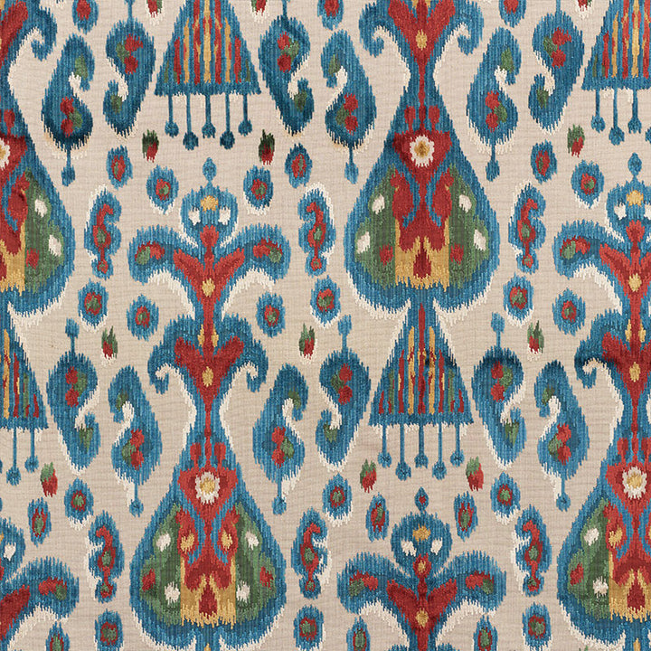 Tabriz Ikat Velvet Multi 73930 by Schumacher Fabric Cut-Patterned-Velvets 80% Viscose, 10% Cotton, 10% Polyester Martindale 18,000 Horizontal: 27 and Vertical: 42.75 54 - Fabric Carolina -