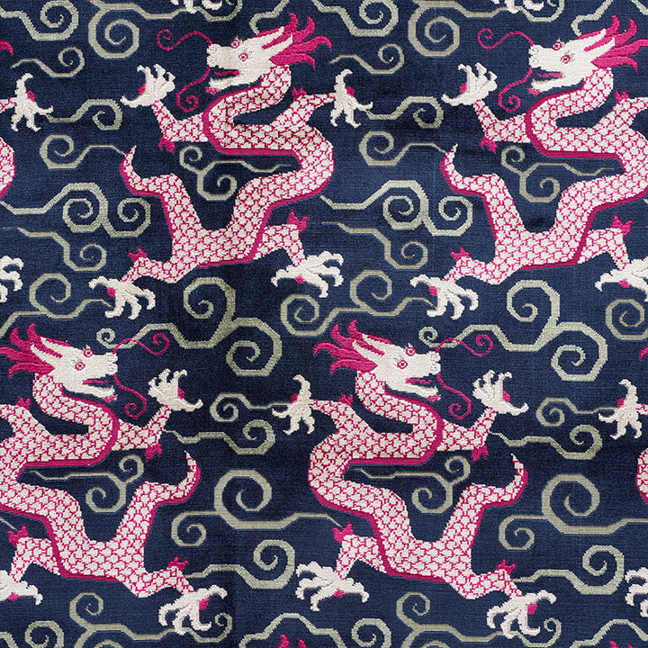 Bixi Velvet Sapphire 73970 by Schumacher Fabric CUT & PATTERNED VELVETS VISCOSE 80% COTTON 10% BELGIUM MARTINDALE 20,000 </p><p>Repeat: Horizontal: 13 5/8" (35CM) and Vertical: 26 5/8" (68CM) 54.375 - Fabric Carolina -