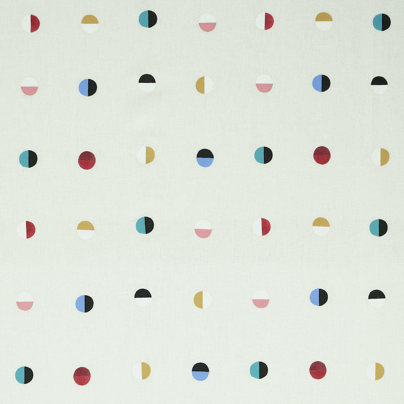 Joshua Tree Multi Moons On Ivory 74042 by Schumacher Designer Fabric CAROLINE Z HURLEY LINEN 100% UNITED STATES OF AMERICA </p><p>Repeat: Horizontal: 19" (48Cm) and Vertical: 19" (48Cm) 54 - Swanky Fabrics -