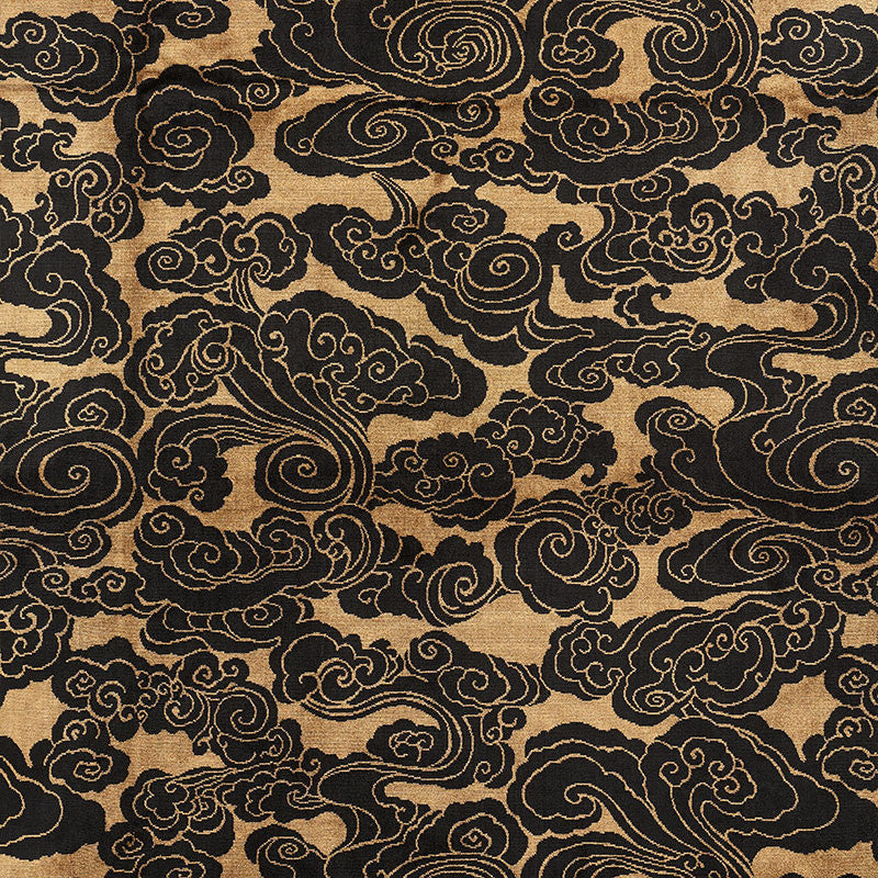 Sozan Velvet Gold & Onyx 74060 by Schumacher Fabric CUT & PATTERNED VELVETS See Sample BELGIUM - </p><p>Repeat: Horizontal: 26 1/2" (67CM) and Vertical: 30 1/4" (77CM) 53 1/4" (135CM) - Fabric Carolina -