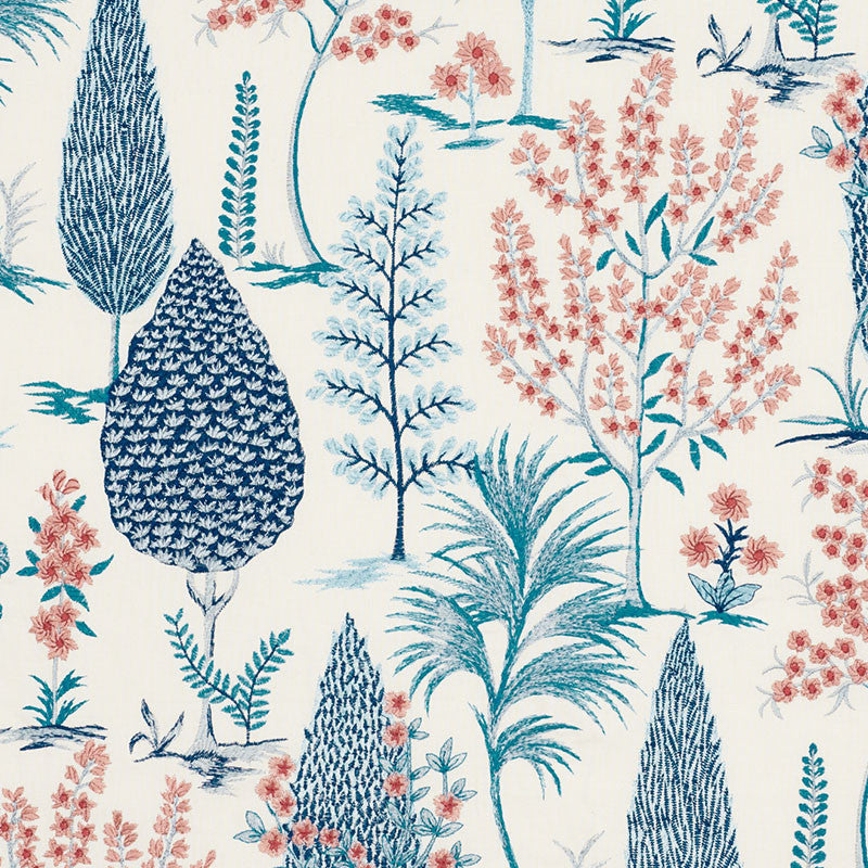 Pandora Embroidery Delft & Rose 74170 by Schumacher Fabric Schumacher Fabric Pandora Embroidery Delft & Rose 74170Fabric LINEN 34% INDIA </p><p>Repeat: H: HORZ. 25 1/4" (64CM), V: VERT. 29 1/2" (75CM) 51 - Fabric Carolina -