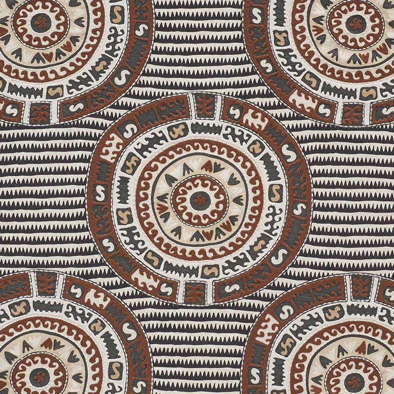 Corfu Black Neutral 74471 by Schumacher Fabric PRIMITIVE BEAUTY POLYESTER 40% LINEN 35% INDIA </p><p>Repeat: Horizontal: 26" (66CM) and Vertical: 29 1/4" (74CM) 53 - Fabric Carolina -