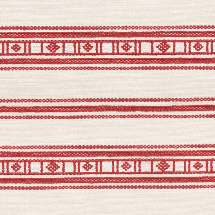 Buena Vista Red 74480 by Schumacher Designer Fabric PRIMITIVE BEAUTY COTTON 60% LINEN 16% BELGIUM </p><p>Repeat: Horizontal: 9" (23CM) and Vertical: 9 5/8" (24CM) 54.25 - Swanky Fabrics -