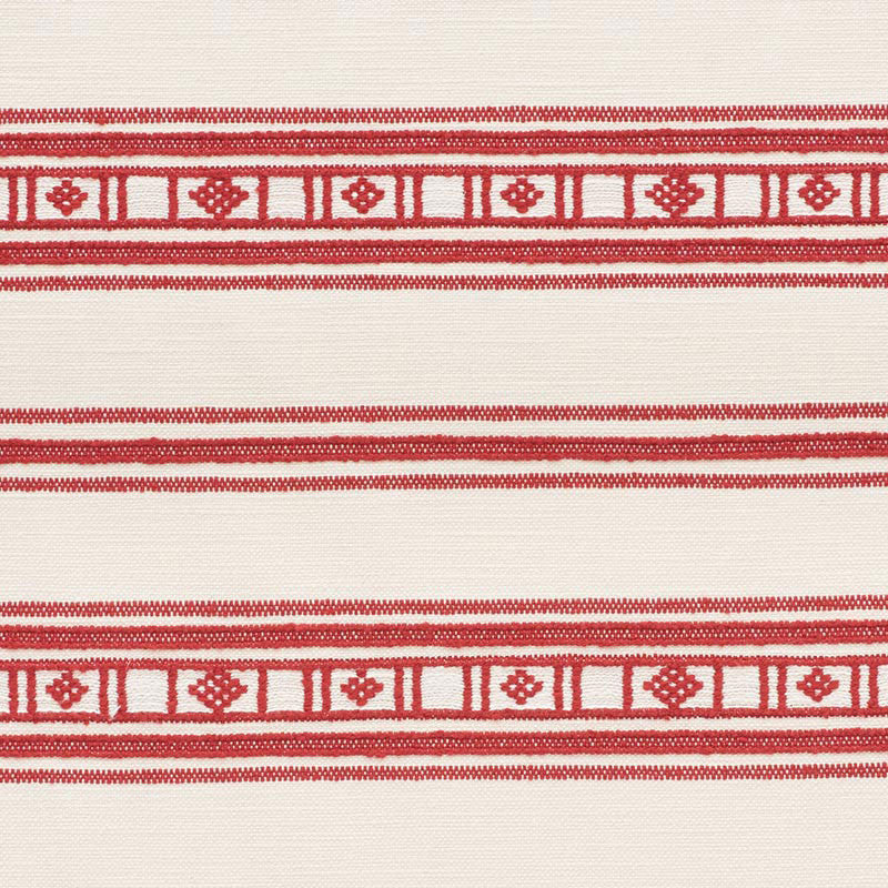 Buena Vista Red 74480 by Schumacher Designer Fabric PRIMITIVE BEAUTY See Sample BELGIUM - </p><p>Repeat: Horizontal: 9" (23CM) and Vertical: 9 5/8" (24CM) 54 1/4" (138CM) - Swanky Fabrics -