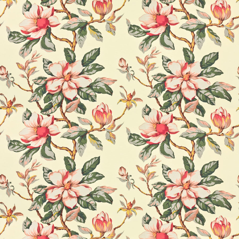 7460-7 Magnolia Grandiflora by Bassett Mcnab Fabric BASSETT MCNAB PRINTS 65%LIN 26%COT 9%NYL ENGLAND Horizontal: 27 and Vertical: 25.25 54 in - Fabric Carolina -