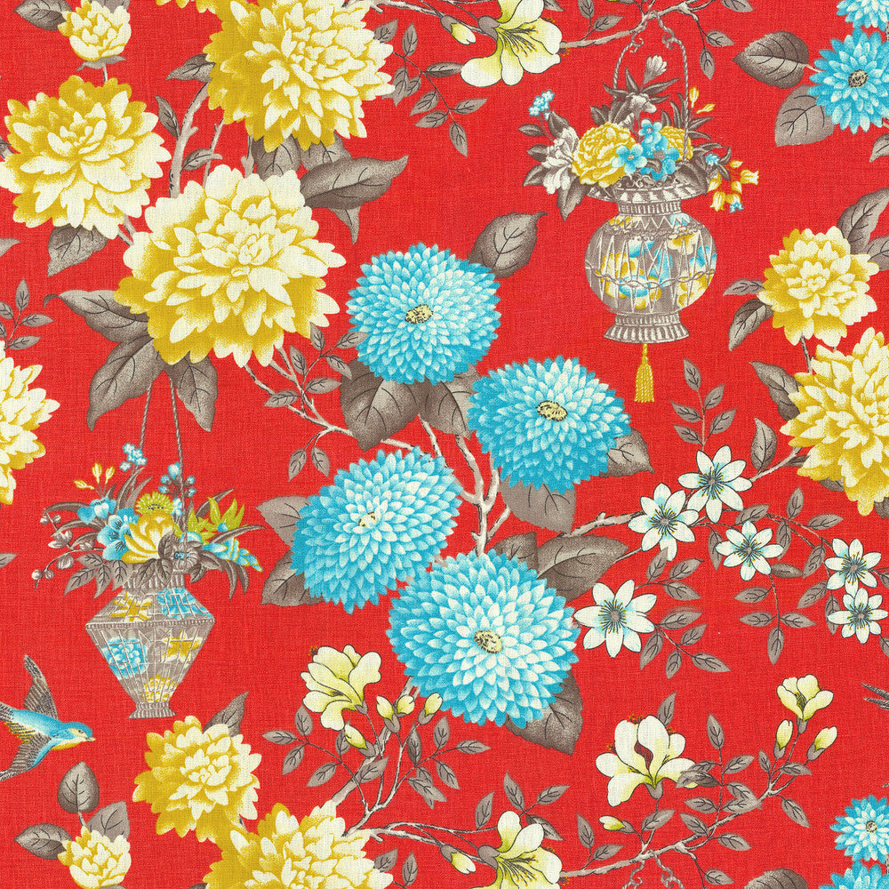 Lightfoot Garden Persimmon Srd 750363 by Williamsburg Fabric CWF CLASSICS IV 100% Linen CHINA Wyzenbeek 21,000 Horizontal: 27.00" and Vertical: 25.25" 54" - Fabric Carolina -