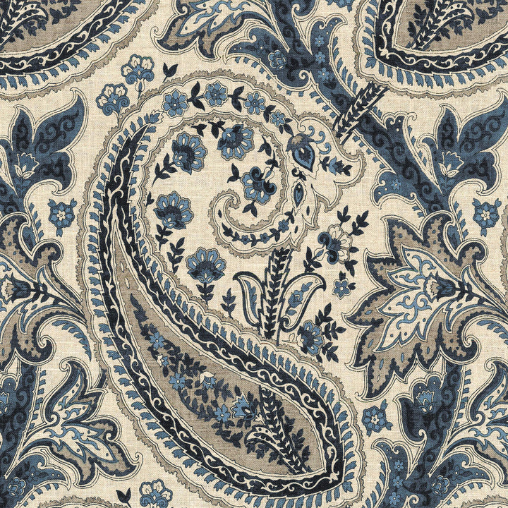 Plumtree Paisley Ink 750563 by Williamsburg Fabric - 55% Linen 45% Cotton CHINA 27000 Horizontal: 13.5 and Vertical: 27 54 - Fabric Carolina -