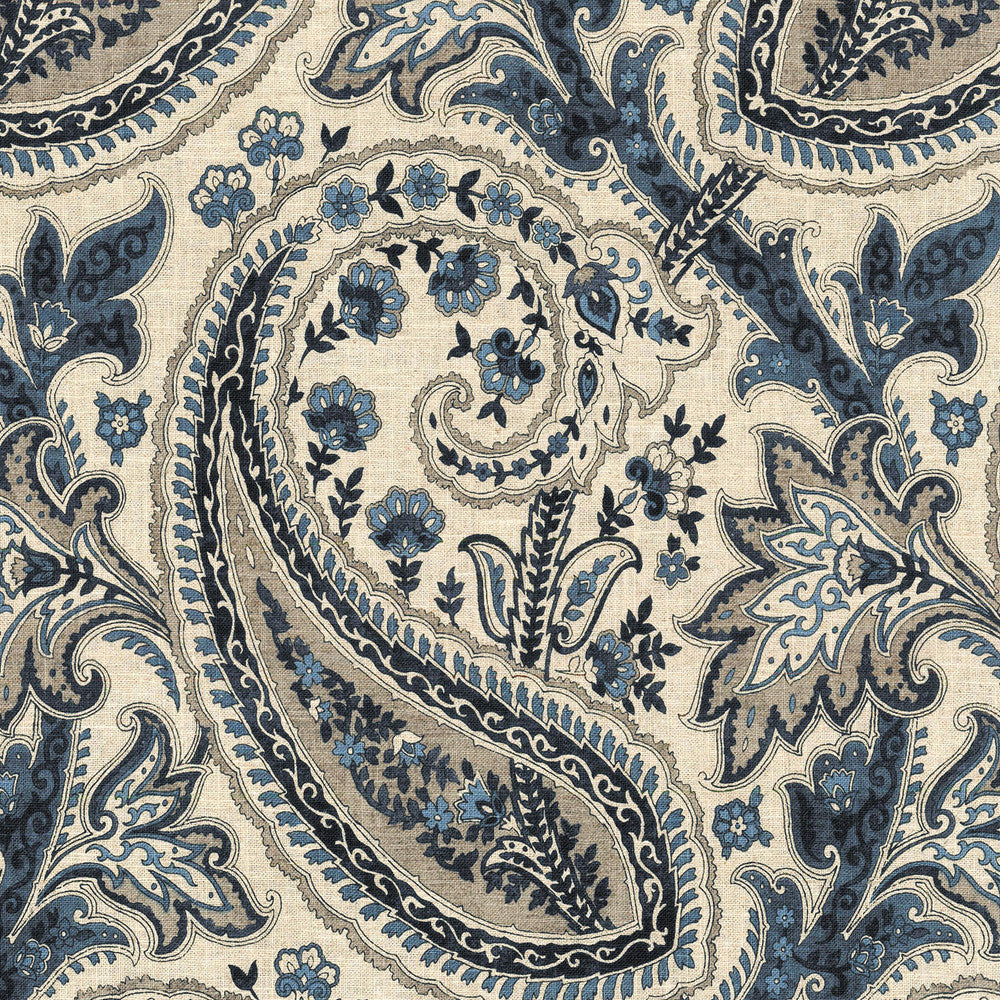 Plumtree Paisley Ink 750563 by Williamsburg Fabric - 55%Linen 45%Cotton CHINA 27000 Horizontal: 13.5 and Vertical: 27 54 - Fabric Carolina -
