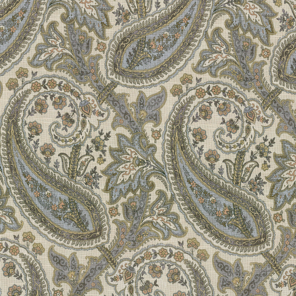 Plumtree Paisley/Devon Platinum 750610 by Williamsburg Fabric - 100% COTTON China Horizontal: 13.5 and Vertical: 27 54 - Fabric Carolina -