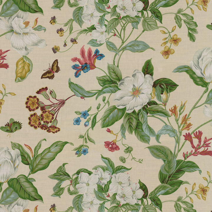 Garden Images Creme 750671 by Williamsburg Fabric - 100% Cotton Peru 18000 Horizontal: 27 and Vertical: 25.25 54 - Fabric Carolina -