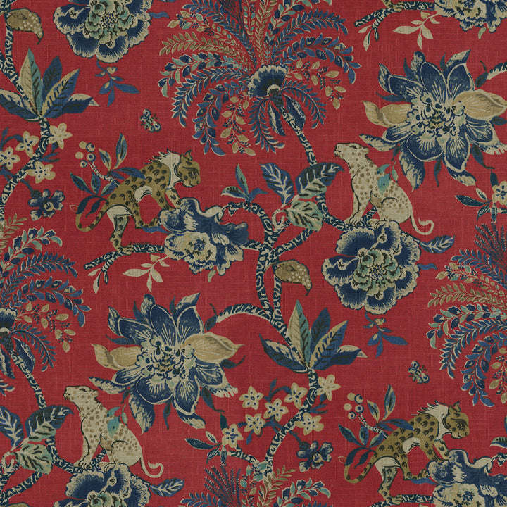 Braganza Poppy 750680 by Williamsburg Fabric - 55%Linen 45%Cotton CHINA 27000 Horizontal: 13.5 and Vertical: 25.25 54 - Fabric Carolina -