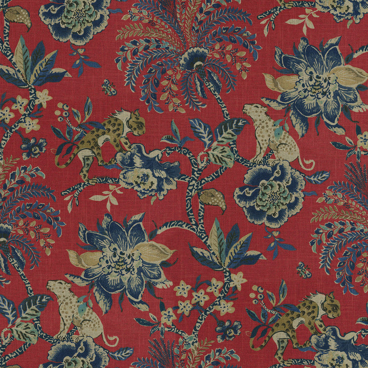 Braganza Poppy 750680 by Williamsburg Designer Fabric - 55%Linen 45%Cotton CHINA 27000 Horizontal: 13.5 and Vertical: 25.25 54 - Swanky Fabrics -