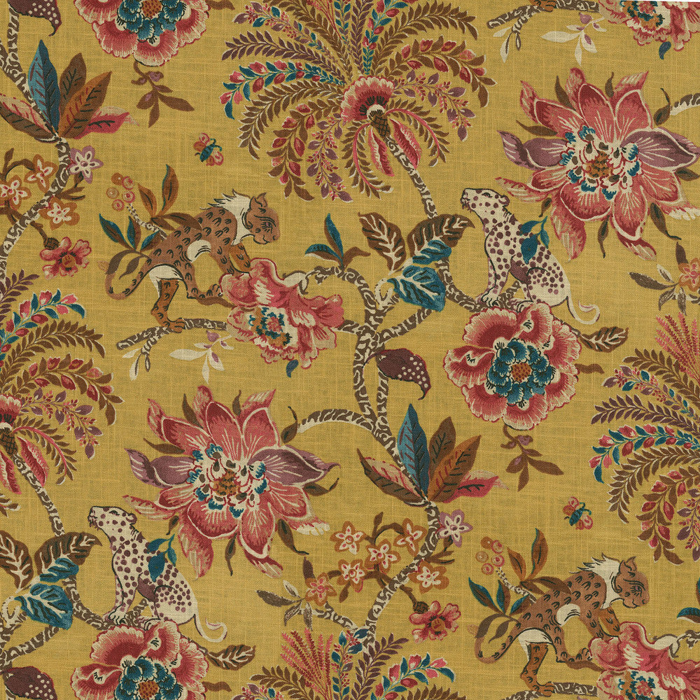 Braganza Amber 750681 by Williamsburg Fabric - 55%Linen 45%Cotton CHINA 27000 Horizontal: 13.5 and Vertical: 25.25 54 - Fabric Carolina -