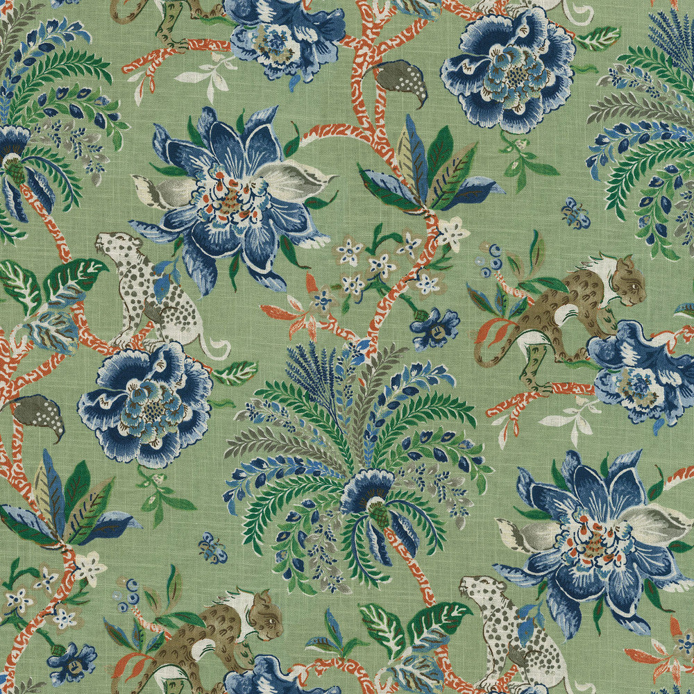 Braganza Endive 750682 by Williamsburg Fabric - 55%Linen 45%Cotton CHINA 27000 Horizontal: 13.5 and Vertical: 25.25 54 - Fabric Carolina -