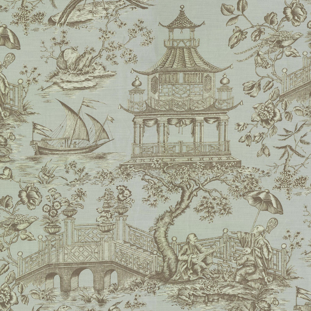 Chinoiserie Toile Spa 750700 by Williamsburg Fabric - 100% Cotton PERU Horizontal: 27 and Vertical: 36 54 - Fabric Carolina -