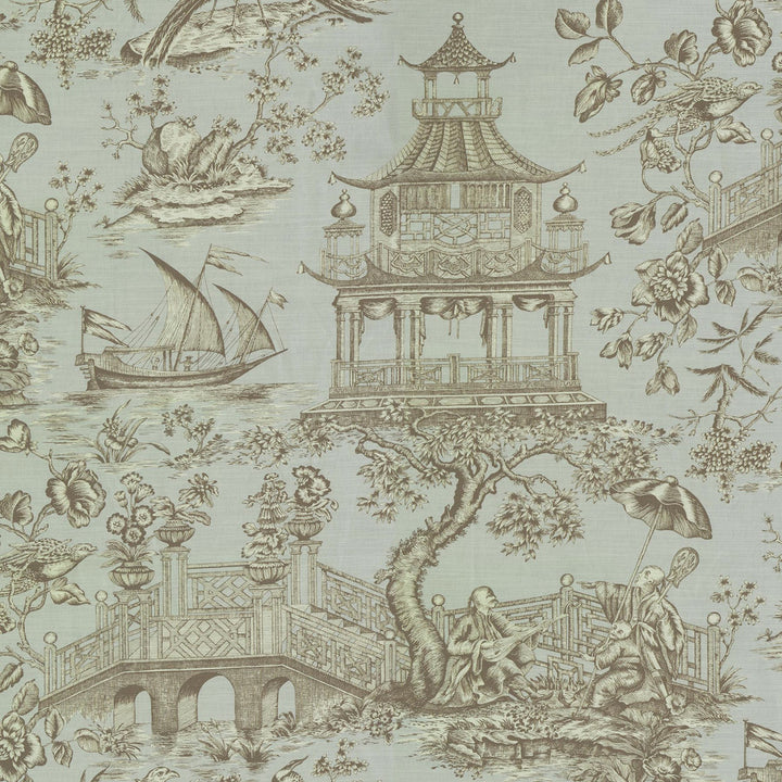 Chinoiserie Toile Spa 750700 by Williamsburg Fabric - 100% Cotton PERU Horizontal: 27 and Vertical: 36 54 - Fabric Carolina -