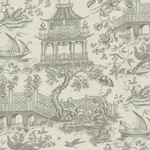 Chinoiserie Toile Pewter 750701 by Williamsburg Fabric