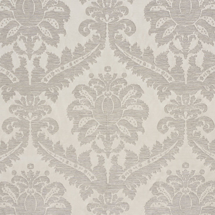 Crawford Damask Platinum 75150 by Schumacher Designer Fabric Relaxed-Glamour 60% Viscose, 40% Cotton - Horizontal: 27.5 and Vertical: 34.5 54.5 - Swanky Fabrics -