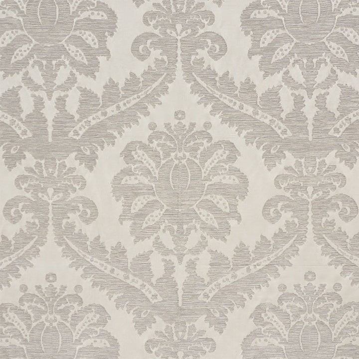 Crawford Damask Platinum 75150 by Schumacher Fabric RELAXED GLAMOUR See Sample ITALY - </p><p>Repeat: Horizontal: 27 1/2" (70CM) and Vertical: 34 1/2" (88CM) 54 1/2" (138CM) - Fabric Carolina -