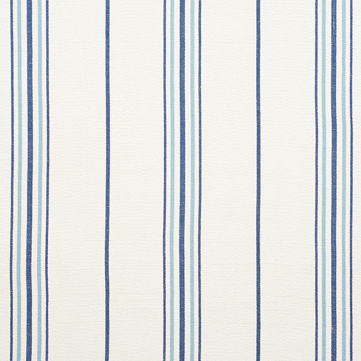Scarset Stripe Blues 75260 by Schumacher Designer Fabric CHAMBRAY COTTON 100% INDIA MARTINDALE 41,000 </p><p>Repeat: Horizontal: 10 3/4" (27CM) and Vertical: 56.25 - Swanky Fabrics -