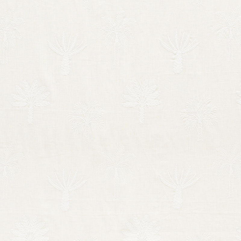 Palmetto Beach Embroidery Ivory 75302 by Schumacher Designer Fabric NAUTILUS LINEN 66% POLYESTER 27% INDIA </p><p>Repeat: Horizontal: 12 3/4" (32CM) and Vertical: 15 1/4" (39CM) 51.5 - Swanky Fabrics -