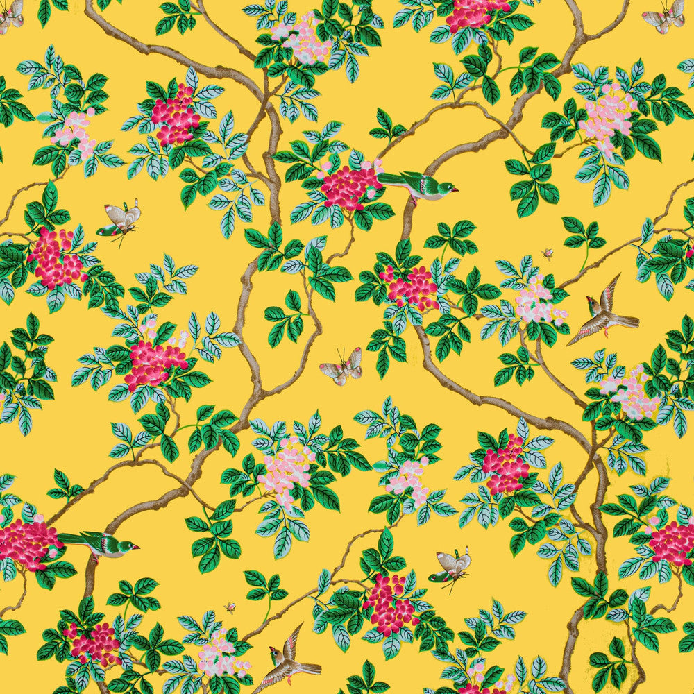 7544-9 Bird & Butterfly by Bassett Mcnab Designer Fabric BASSETT MCNAB PRINTS 100%COT USA Horizontal: 0 and Vertical: 49 48 in - Swanky Fabrics -