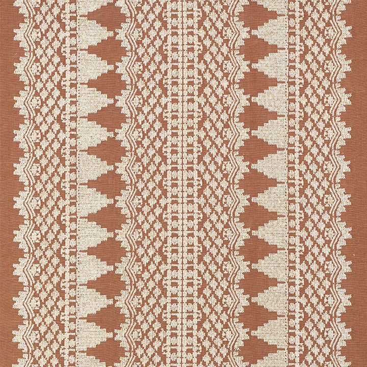 Wentworth Embroidery Rust 75470 by Schumacher Fabric NEW TRADITIONAL See Sample INDIA - </p><p>Repeat: Horizontal: 26" (66CM) and Vertical: 2 1/4" (6CM) 55" (140CM) - Fabric Carolina -