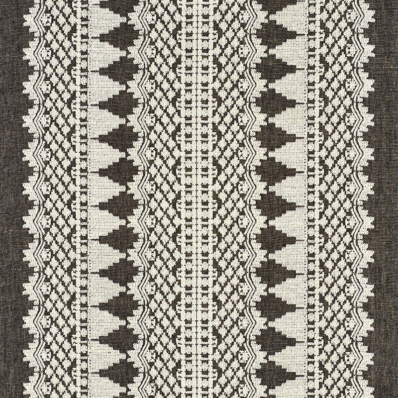 Wentworth Embroidery Carbon 75474 by Schumacher Designer Fabric NEW TRADITIONAL II LINEN 50% COTTON 50% INDIA </p><p>Repeat: Horizontal: 25 5/8" (65CM) and Vertical: 2 1/8" (5CM) 55 - Swanky Fabrics -