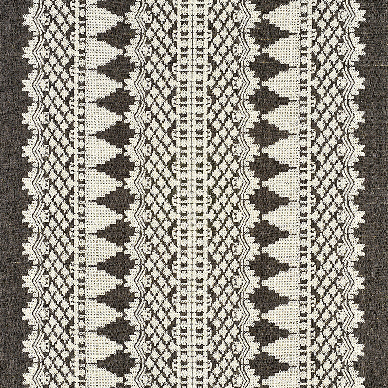 Wentworth Embroidery Carbon 75474 by Schumacher Fabric NEW TRADITIONAL II See Sample INDIA - </p><p>Repeat: Horizontal: 25 5/8" (65CM) and Vertical: 2 1/8" (5CM) 55" (140CM) - Fabric Carolina -