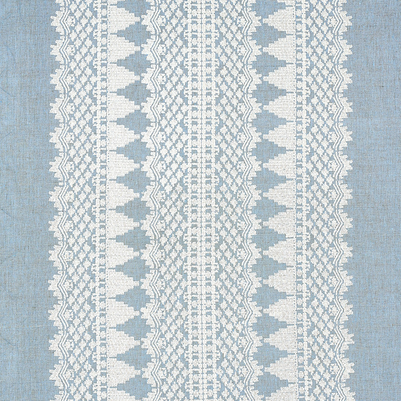 Wentworth Embroidery Chambray 75475 by Schumacher Fabric RHAPSODY IN BLUE LINEN 50% COTTON 50% INDIA </p><p>Repeat: Horizontal: 26 1/2" (67CM) and Vertical: 2 1/4" (6CM) 53 - Fabric Carolina -