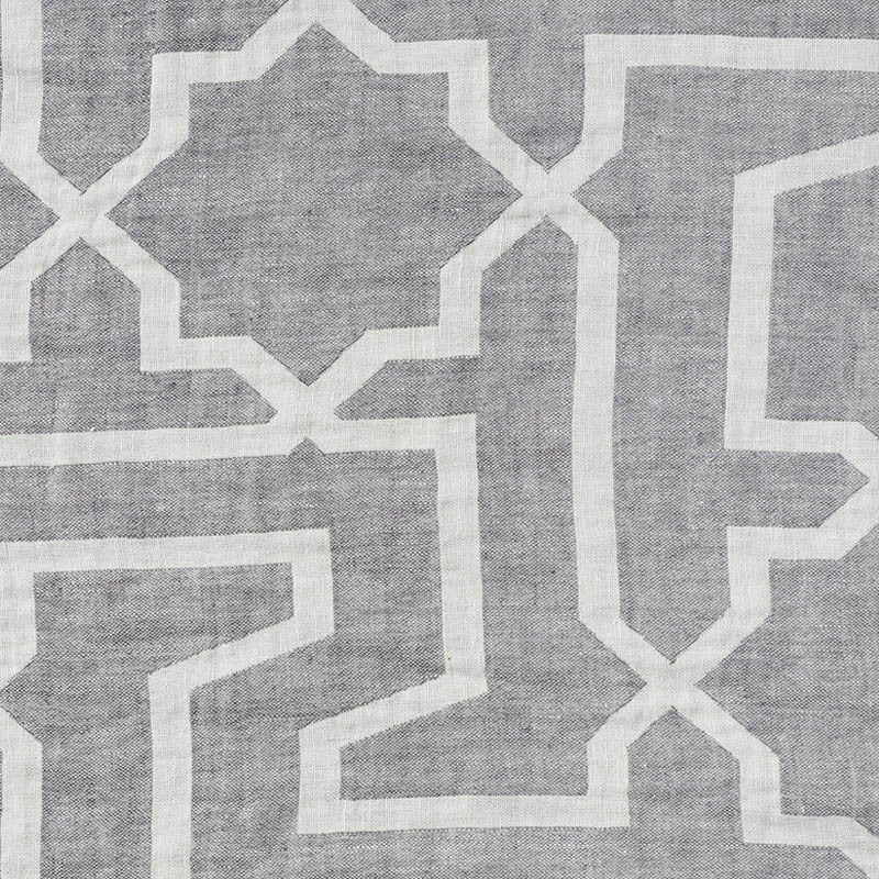 Arabesque Maze Sheer Grey 75870 by Schumacher Fabric Patterned-Sheers-Casements 100% Linen - Horizontal: 14.875 and Vertical: 17.75 116.5 - Fabric Carolina -