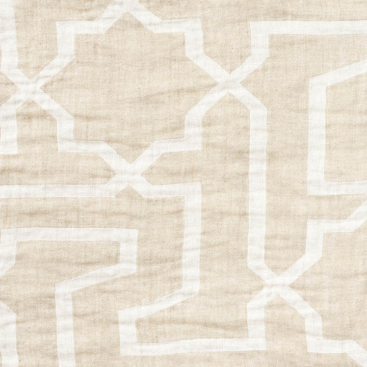 Arabesque Maze Sheer Natural 75871 by Schumacher Fabric PATTERNED SHEERS & CASEMENTS See Sample SPAIN - </p><p>Repeat: Horizontal: 14 7/8" (38CM) and Vertical: 17 3/4" (45CM) 116 1/2" (296CM) - Fabric Carolina -