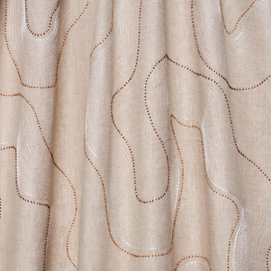Topo Beaded Sheer - Natural by Schumacher Fabric