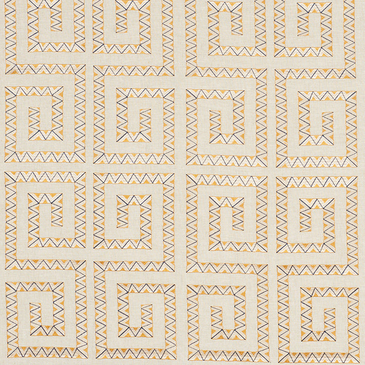 Prado Embroidery Saffron 76071 by Schumacher Fabric CLUB CAVALIER See Sample INDIA - </p><p>Repeat: Horizontal: 12" (30CM) and Vertical: 14 1/2" (37CM) 52" (132CM) - Fabric Carolina -