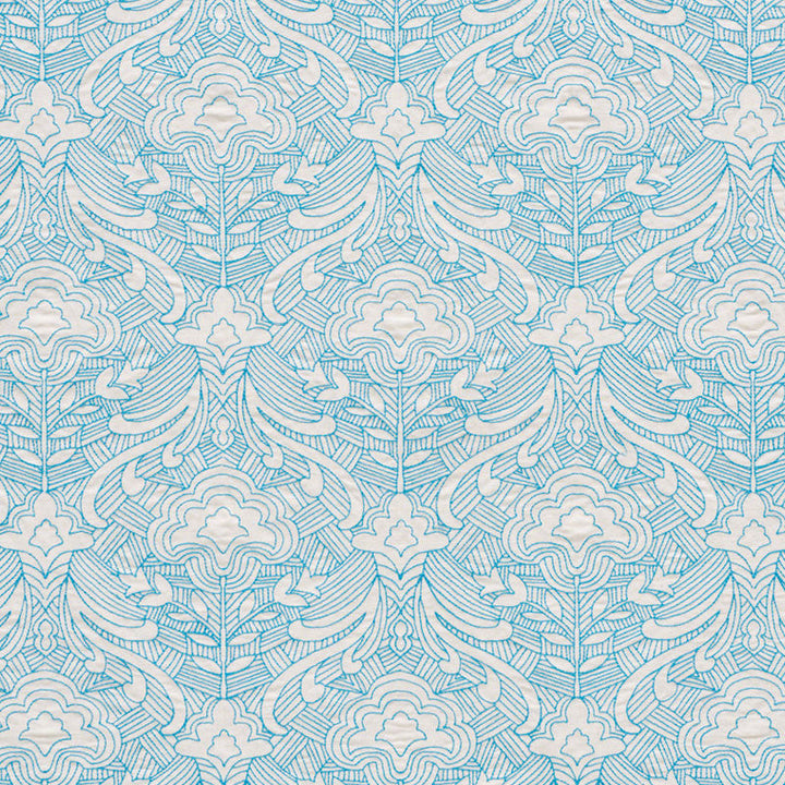Hendrix Embroidery Blue 76160 by Schumacher Designer Fabric FREE SPIRIT LINEN 39% POLYESTER 35% INDIA </p><p>Repeat: Horizontal: 12 7/8" (33CM) and Vertical: 14 1/2" (37CM) 51 - Swanky Fabrics -